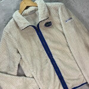 Columbia Fleece Jacket Ivory Florida Gators Logo Sherpa Zip Front Textured Sz M